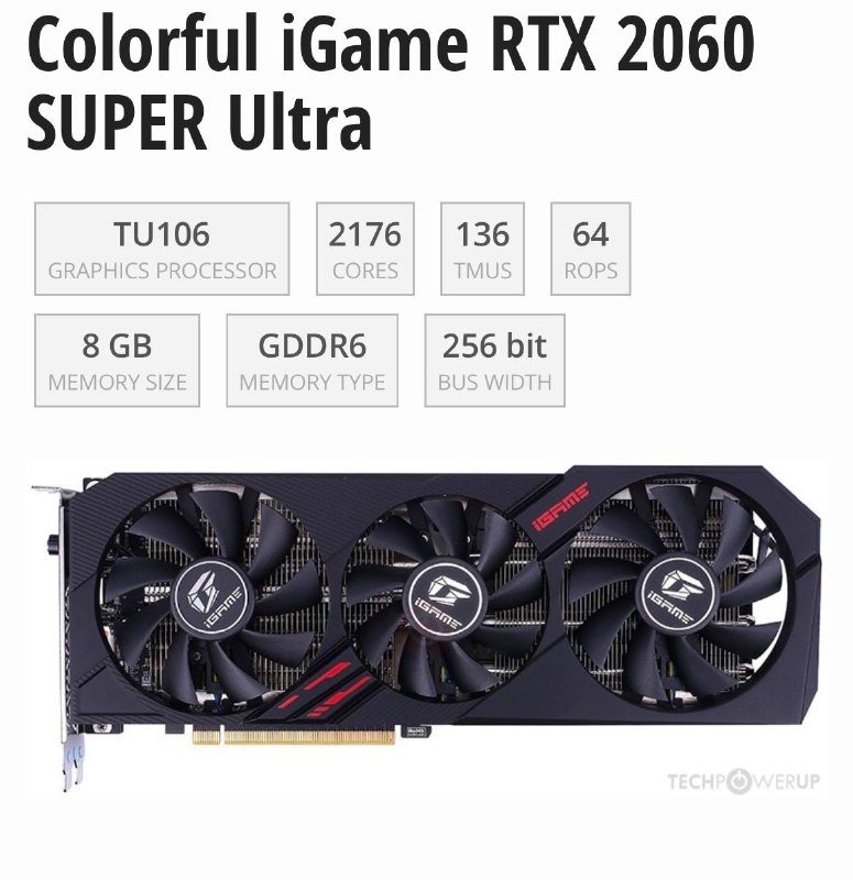 Видеокарта iGame Colorful RTX 2060 Super Ultra 3
