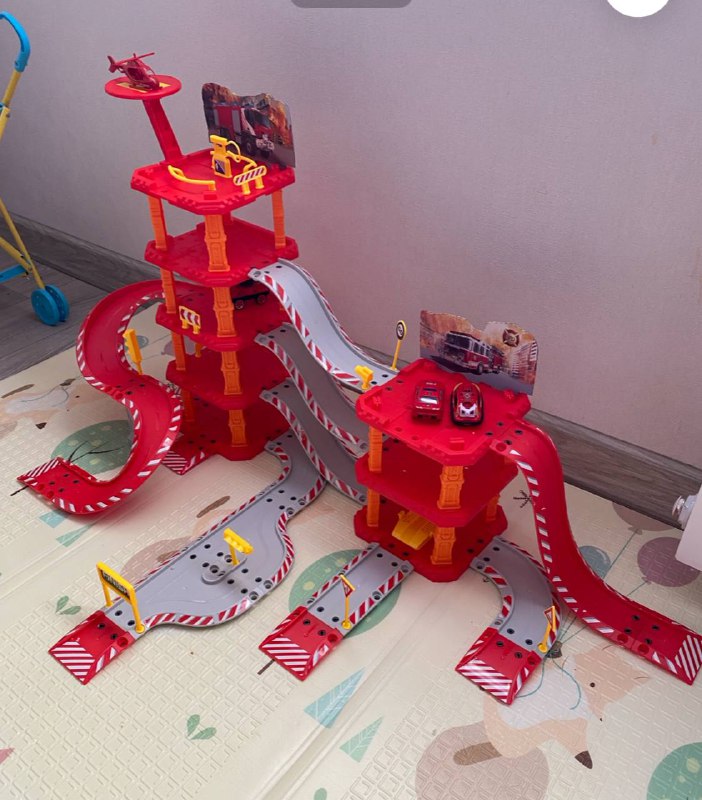 Toy Fire Station Playset with Cars and Helicopter 2