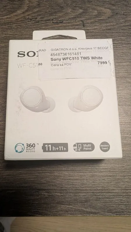 Наушники Sony WF-C510 TWS, белые 1