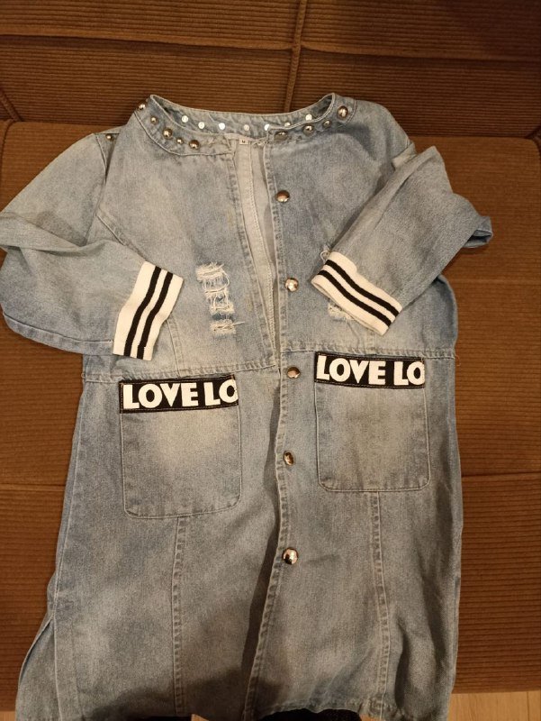 Длинная джинсовая куртка платье размер M