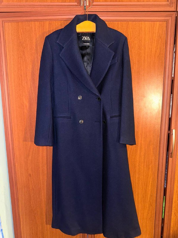 Пальто Zara темно-синее размер М