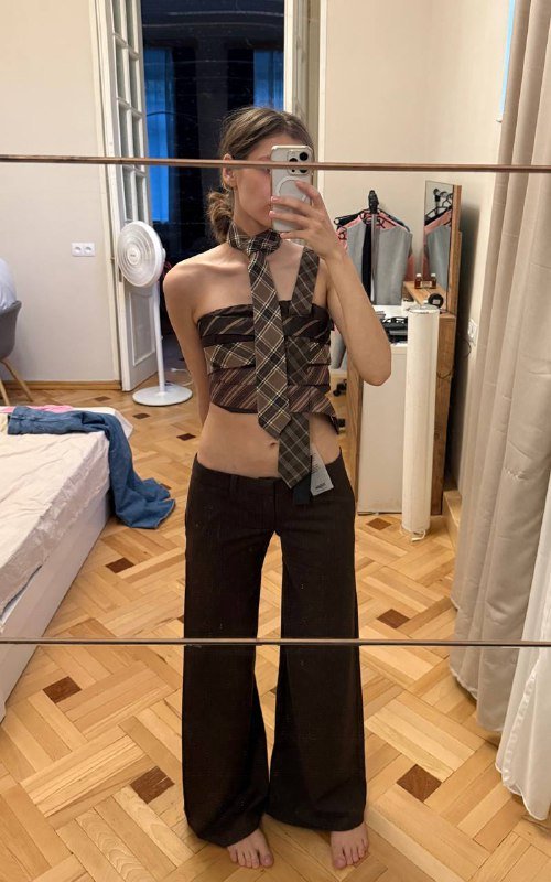 Брюки клеш с супер низкой посадкой размер S 2