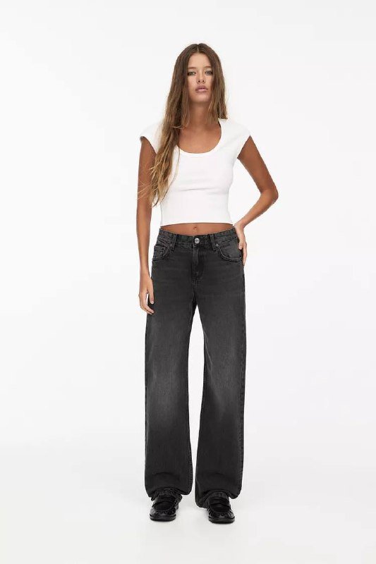 Чёрные Джинсы Pull&Bear с поясом размер 36/38, 34 новые 4