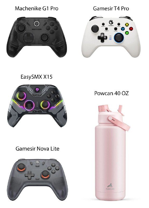 Геймпады EasySMX X15, Machenike G1 pro, Gamesir T4 pro, Nova Lite, термокружка