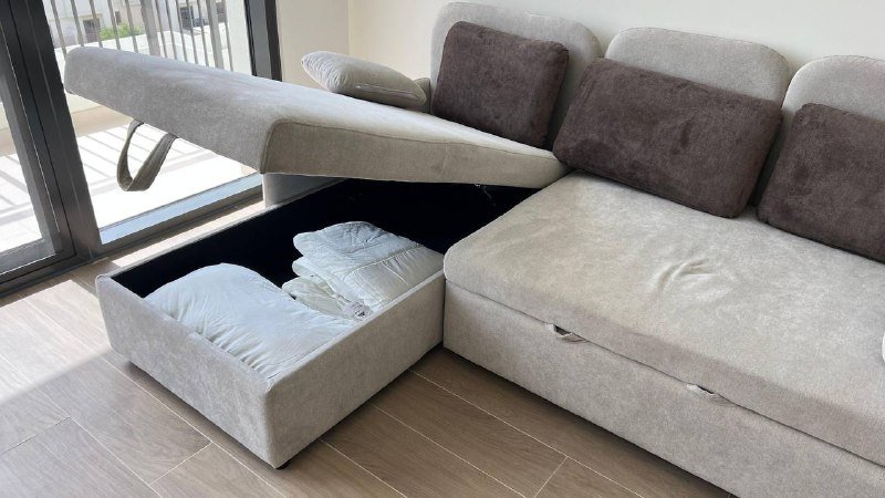 угловой раскладной диван с ящиком для белья
