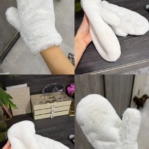 White fluffy mittens