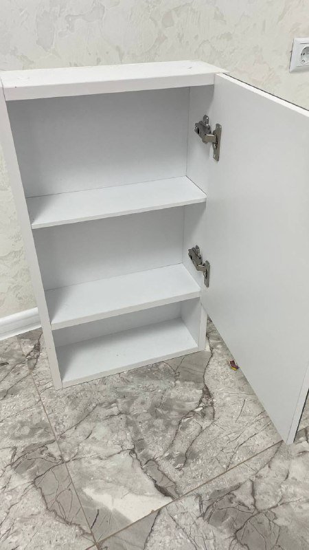 шкафчик в ванную с зеркалом, стеллаж, столешница 2