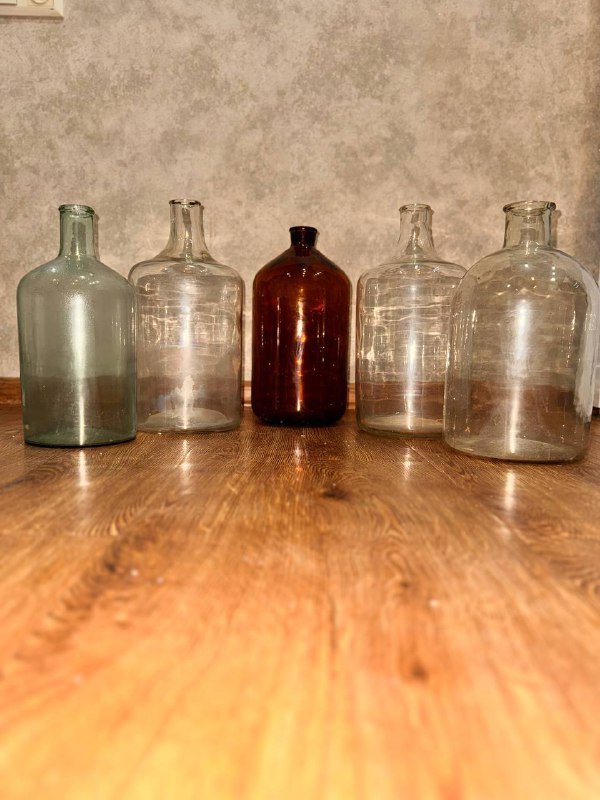 Стеклянные бутыли, большой и малый, набор 3