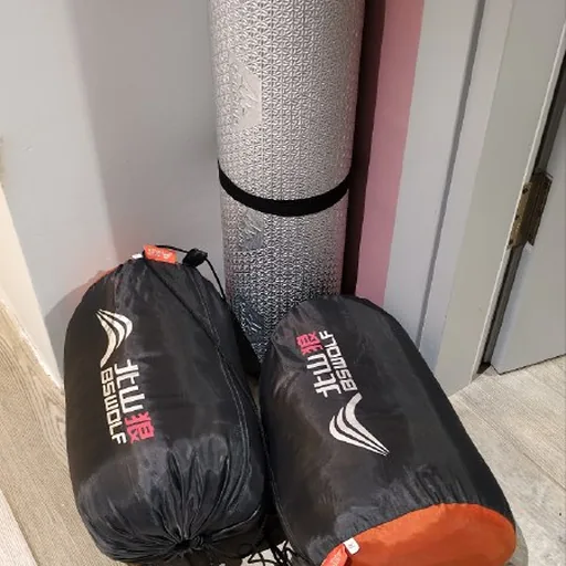 Sleeping bags, foam sleeping pad