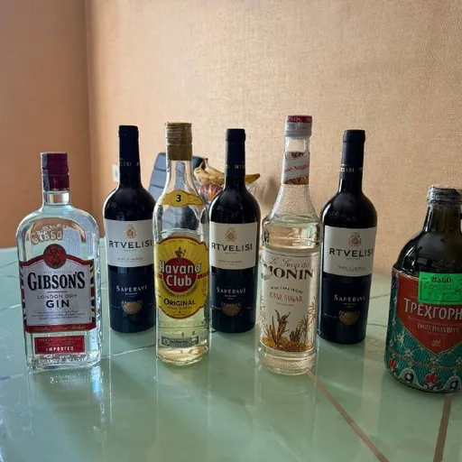 Алкоголь, джин, чача, ром, вино, сироп