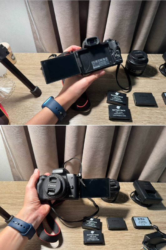 Canon EOS M50 Mark I, объективы, карты памяти, аккумуляторы 7