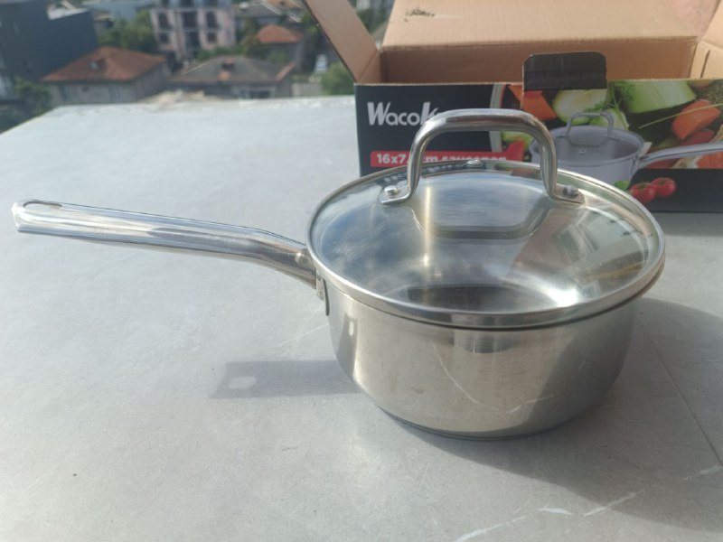 Кастрюля 17.5 см с крышкой нержавеющая сталь 2