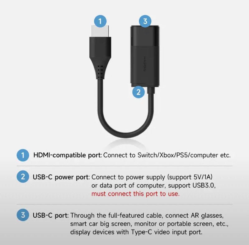 HDMI to Type-C конвертер для VR и мониторов 3