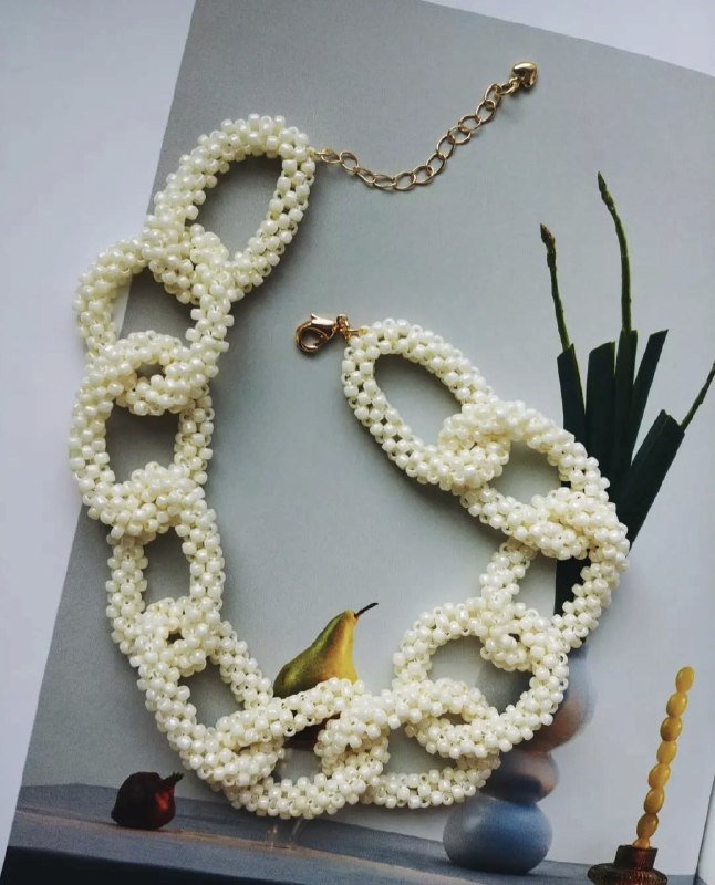 Колье из японского бисера позолоченное 2 шт 3