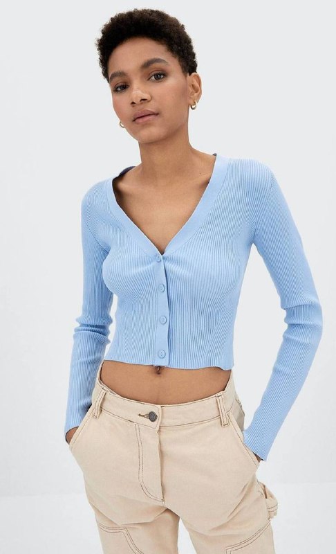 Кардиган Stradivarius голубой XS-S