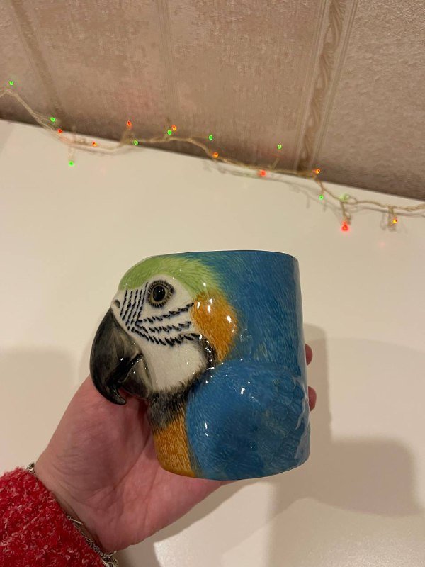 Подставка для ручек в виде попугая из каменной керамики