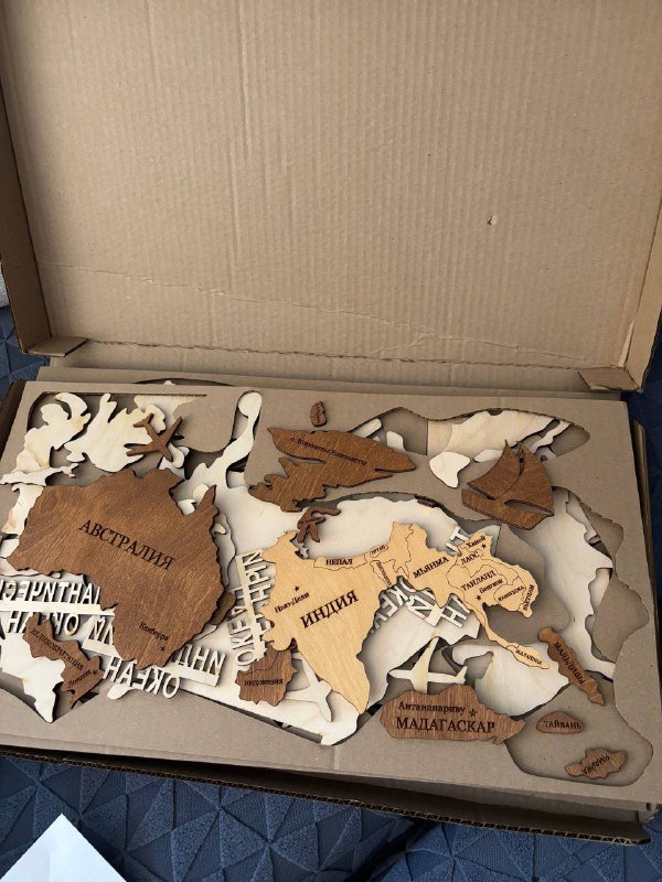 Деревянная карта мира настенная декорация 3