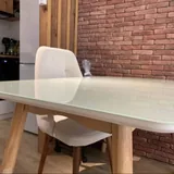 Обеденный стол 130×80 см, дерево-стекло 1
