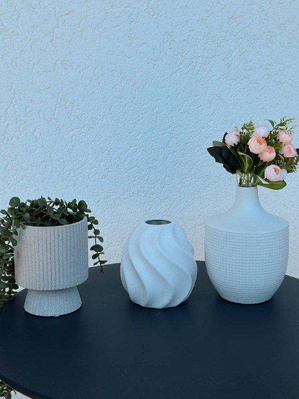 Банки стеклянные, ваза Лиса керамическая, горшок с искусственным растением, вазы, свечи искусственные 4