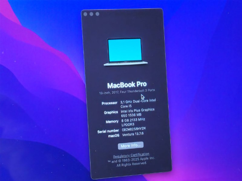 MacBook PRO 2017, 512 GB SSD, 8 GB RAM 3