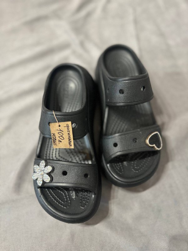 Женские черные сандалии с украшениями, размер 37