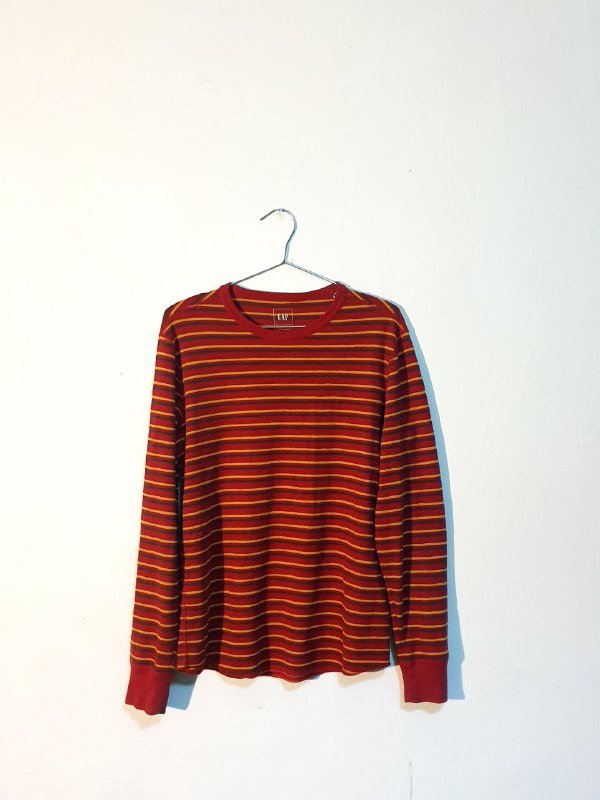 лонгслив gap красный полосатый S