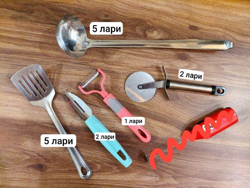 Половник металлический, мини-лопатка, нож для пиццы, овощечистки