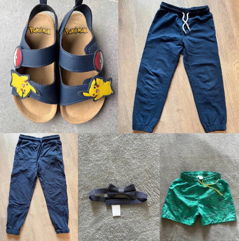Сандали, спортивные штаны, штаны, бабочка, плавки для детей