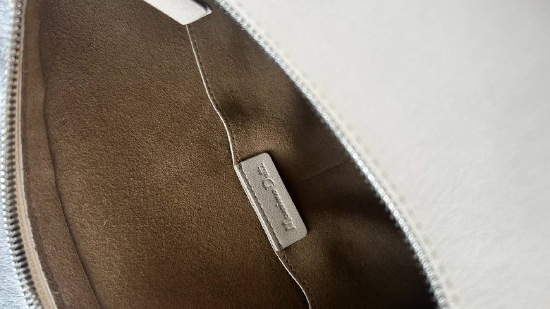 Сумка из натуральной кожи Massimo Dutti бежевая и шоколадная 2