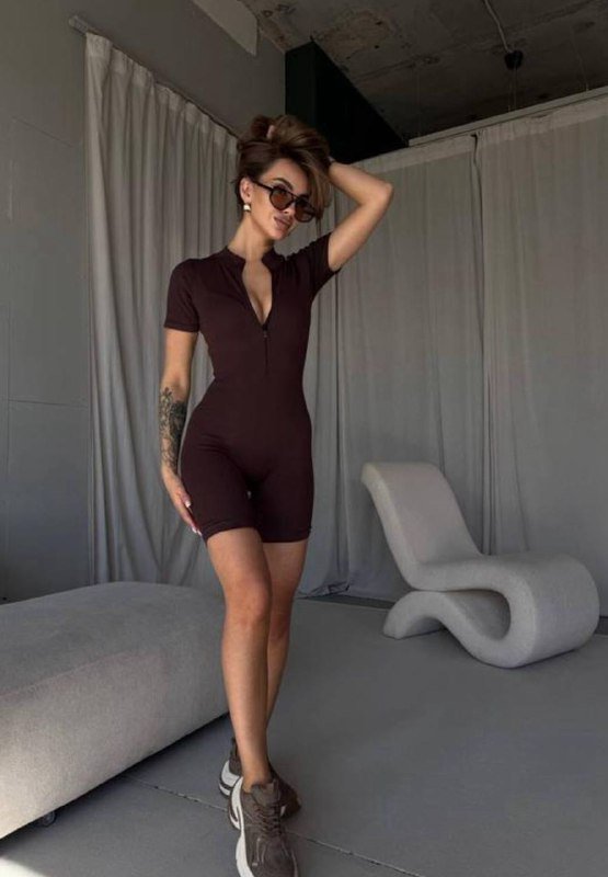 Женский базовый комбинезон шортами, длинный рукав, лосины 6