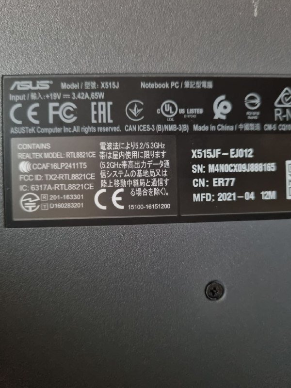 ноутбук Asus X515J Intel Core i5 8GB RAM 238GB SSD 3