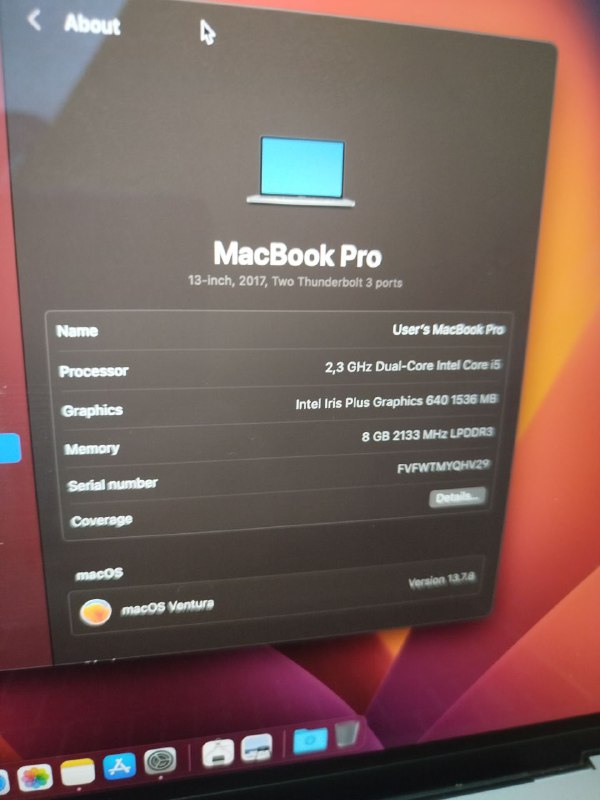 MacBook Pro i5 8gb 250gb 2017 4