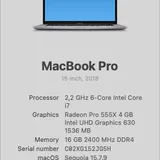 MacBook Pro 15" 2018 A1990 2