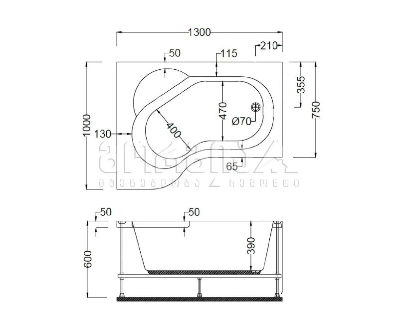 Ванна Санакрил с панелью, смеситель и душ 3