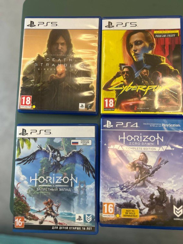 Cyberpunk 2077 PS5, Horizon Zero Dawn PS4, Horizon Forbidden West PS5, Death Stranding PS5