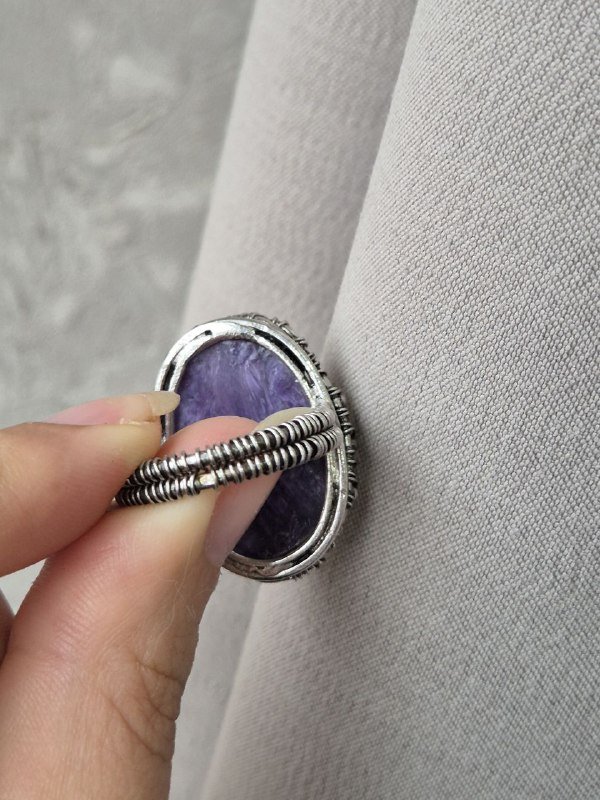 Кольцо с чароитом ручная работа 3