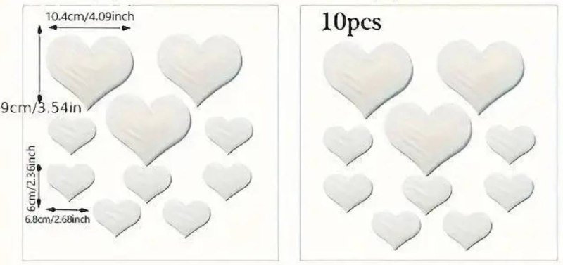 Набор из 10 3D акриловых зеркальных наклеек в форме сердца 4