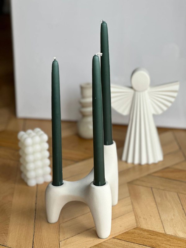 Подсвечник одна нога, свеча Шарики, статуя Ангел, свечи 5