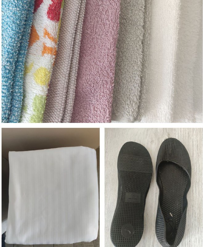 Полотенца, комплект постельного, тапочки для плавания