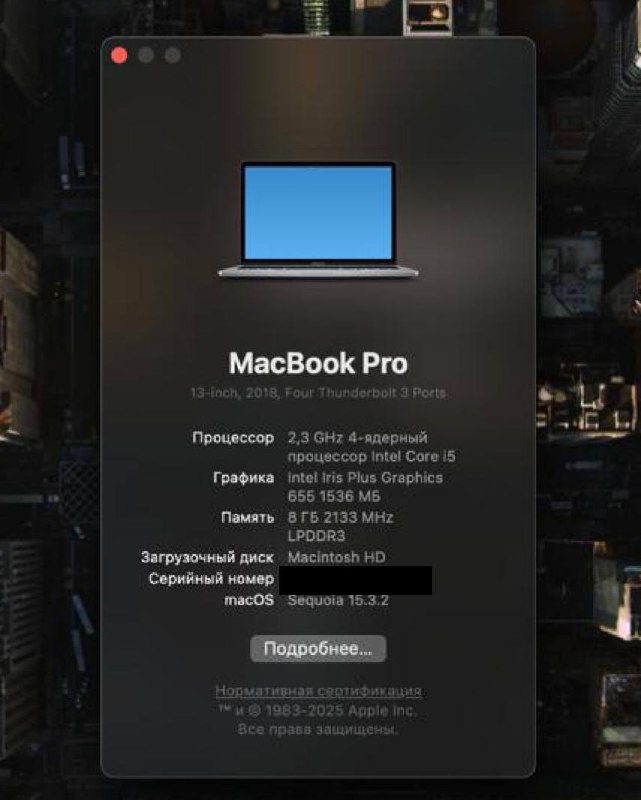 Макбук Про 2018, Intel i5, 8 ГБ ОЗУ, 256 ГБ SSD 3