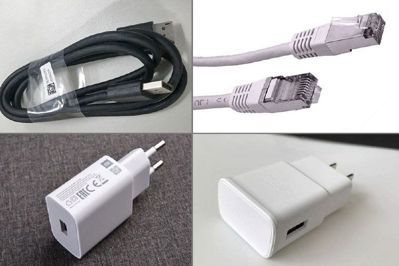 Кабель Display Port, витая пара, зарядное Xiaomi, зарядное Samsung