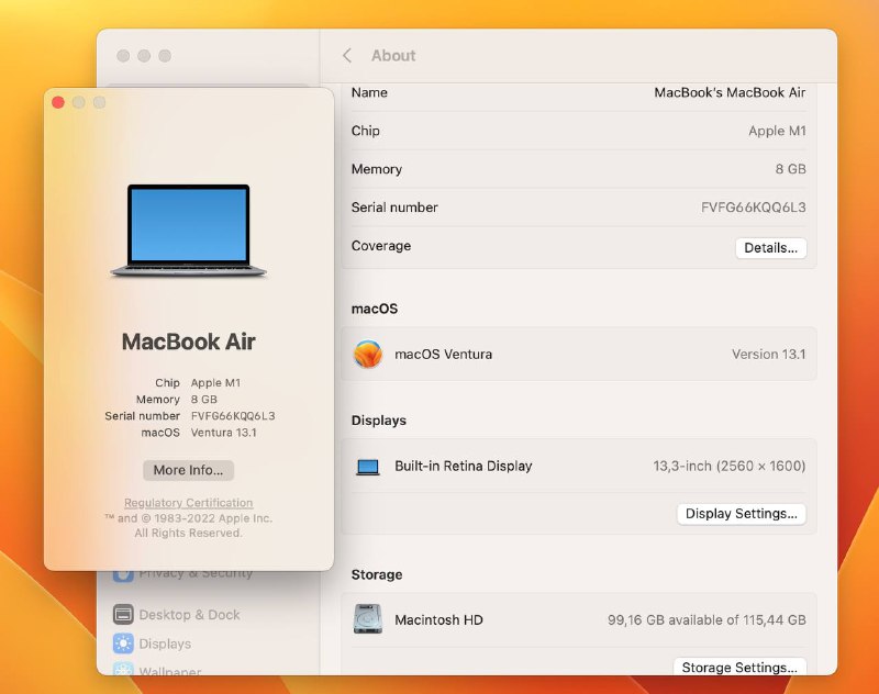 MacBook Air M1 8/128GB 6
