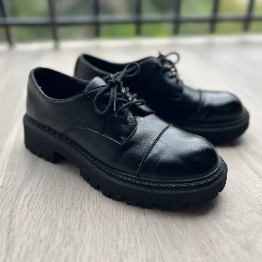 Black derby shoes with lug soles