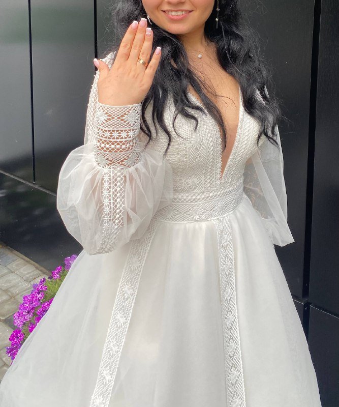 Элегантное свадебное платье на корсете 5