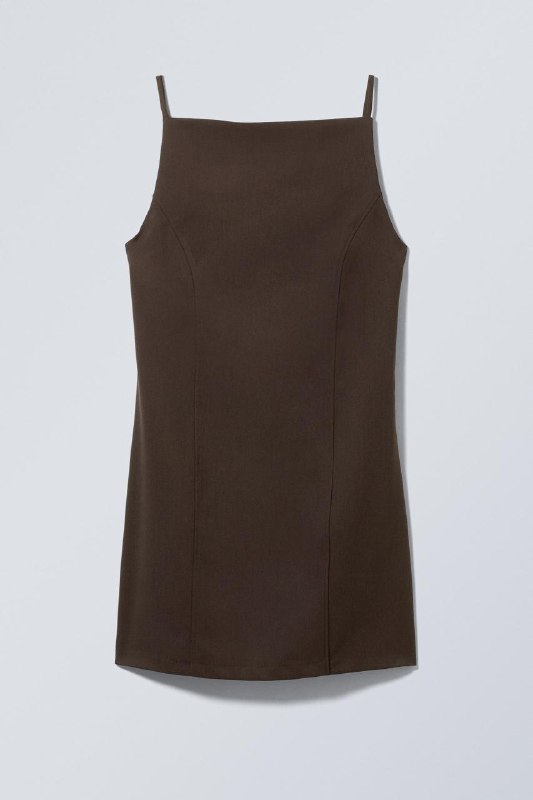коричневое мини-платье Weekday, черное платье Massimo Dutti 3