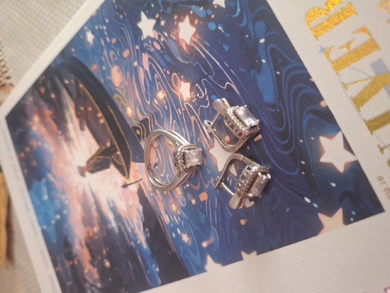 Серебряное кольцо и серьги с камнями 2