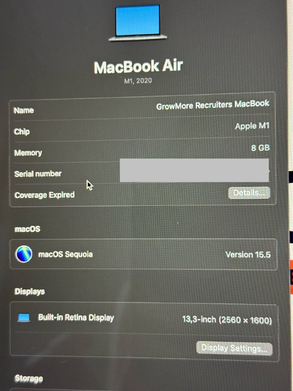 Apple MacBook Air 13” 2020 8 ГБ SSD 256 ГБ 5