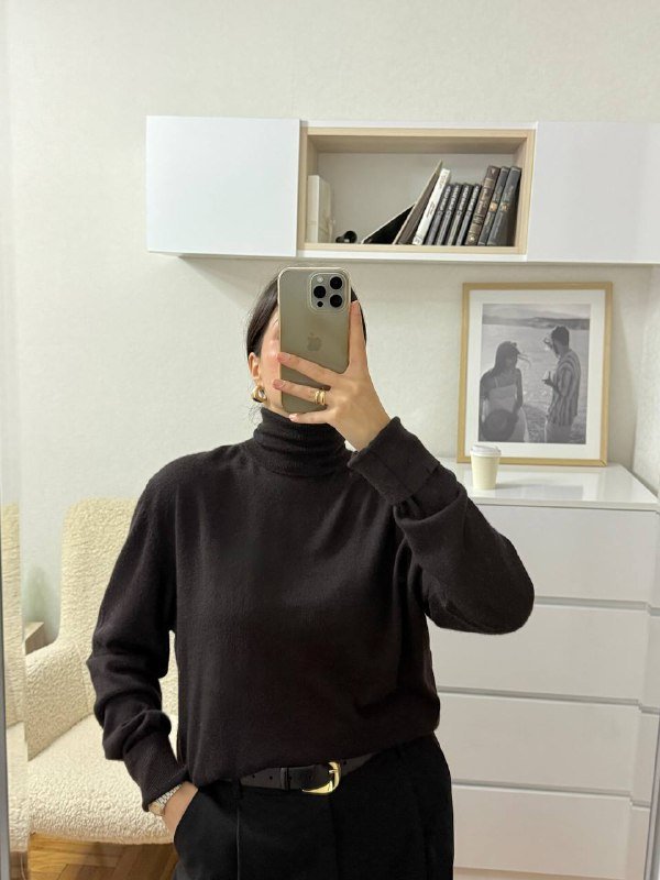 Водолазка H&M из мериносовой шерсти коричневая L 3