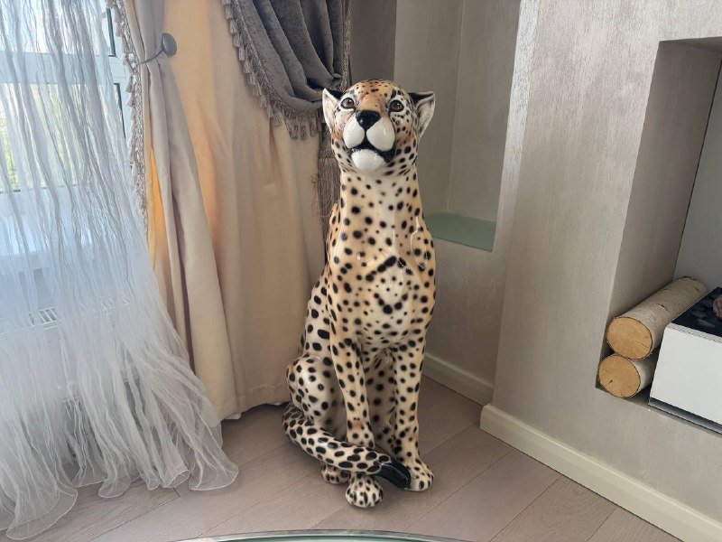 Скульптура Леопард керамика ручная роспись