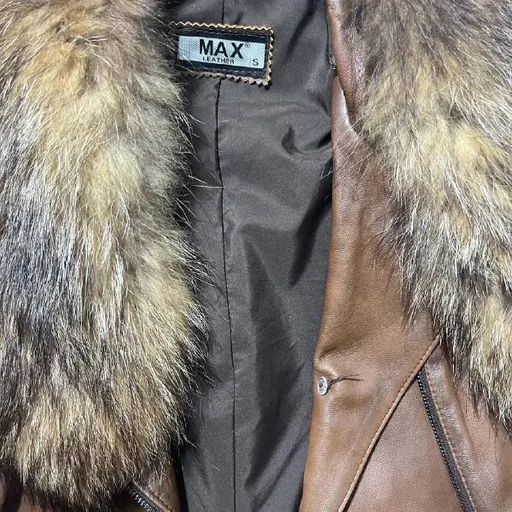 Leather coat with natural fur